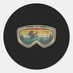 Ski Goggles Mountain Snow Skiing Retro Winter Vaca Classic Round Sticker