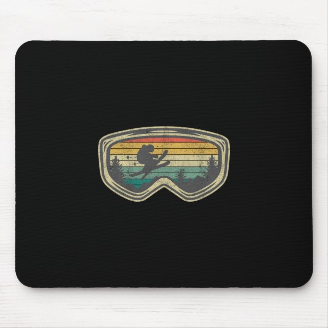 Ski Goggles Mountain Snow Skiing Retro Winter Vaca Mouse Pad (Front)