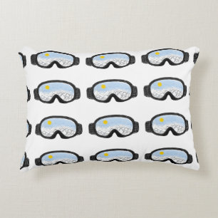 Ski Goggles Mountain View Illustration Accent Pillow