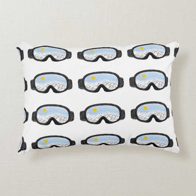 Ski Goggles Mountain View Illustration    Accent Pillow (Front)
