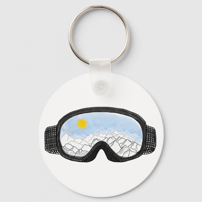 Ski Goggles Mountain View Illustration  Keychain (Front)