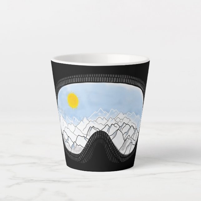Ski Goggles Mountain View Illustration  Latte Mug (Front)