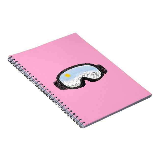 Ski Goggles Mountain View Illustration Pink Notebook (Right Side)