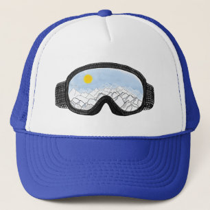 Ski Goggles Mountain View Illustration Trucker Hat