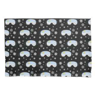 Ski Goggles Mountain View Snowflakes Black Pillowcase