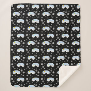 Ski Goggles Mountain View Snowflakes Black Sherpa Blanket