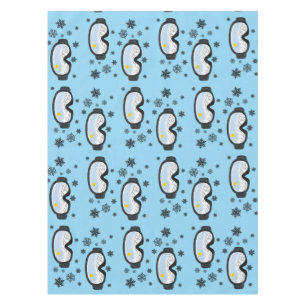Ski Goggles Mountain View Snowflakes Blue Tablecloth