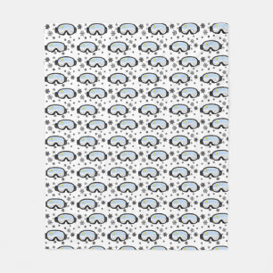 Ski Goggles Mountain View Snowflakes Illustration Fleece Blanket