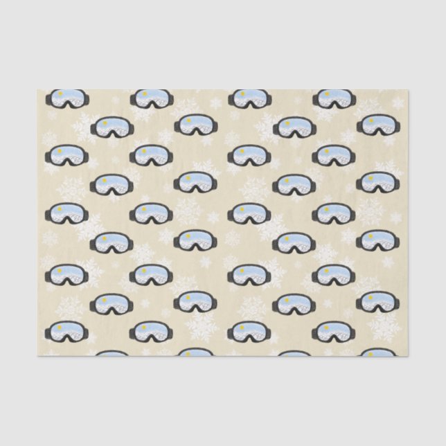 Ski Goggles Mountain View Snowflakes Off White   Tissue Paper (Front)
