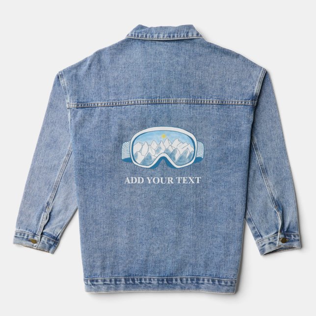 Ski Goggles Mountains Illustration Personalized  Denim Jacket (Back)