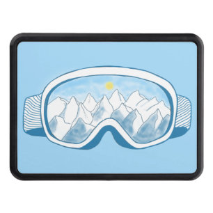 Ski Goggles & Mountains Illustration   Trailer Hitch Cover