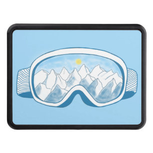 Ski Goggles & Mountains Illustration   Trailer Hitch Cover