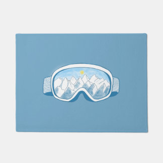 Ski Goggles Mountains Reflections Illustration Doormat