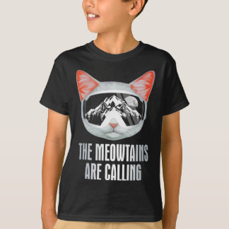 Ski Goggles Skiing Snowboarding The Meowtains Are  T-Shirt