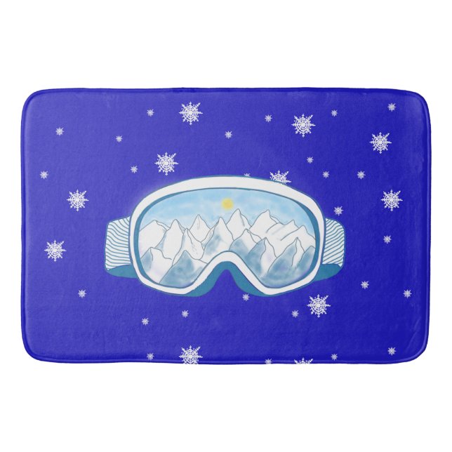 Ski Goggles Snowflake Dance   Bath Mat (Front)