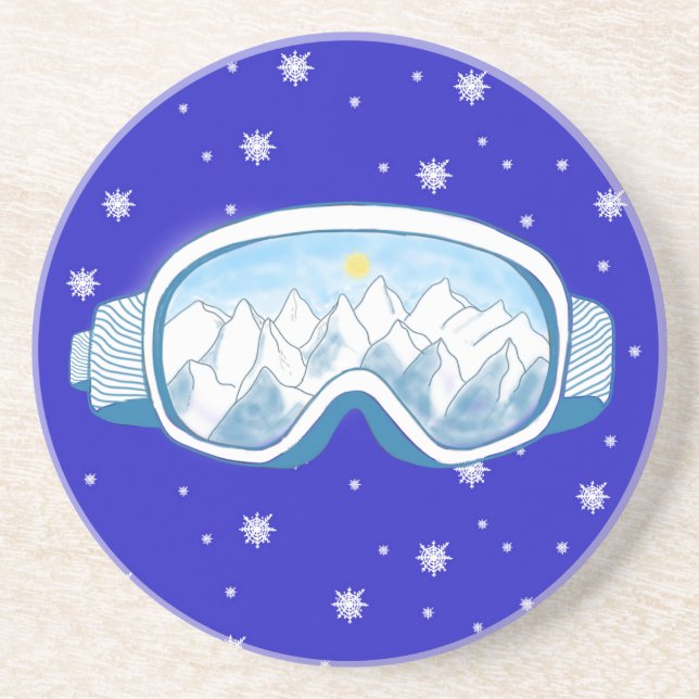 Ski Goggles Snowflake Dance  Coaster (Front)