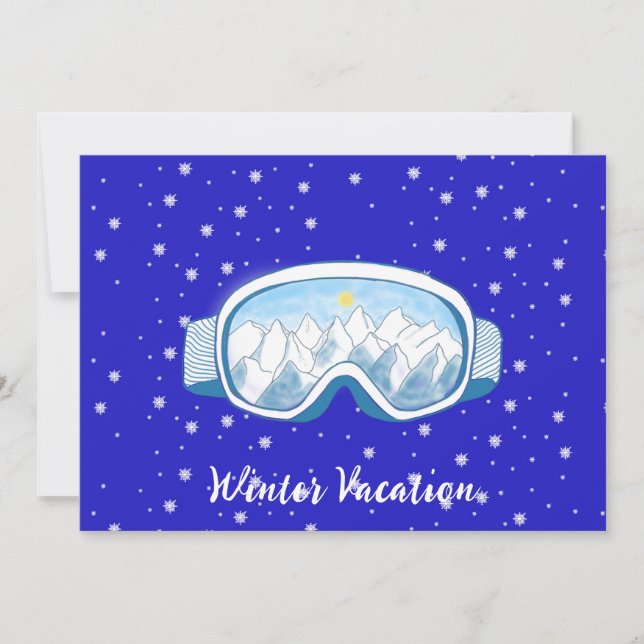 Ski Goggles Snowflake Dance  Customized Vacation Invitation (Front)