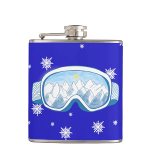 Ski Goggles Snowflake Dance    Hip Flask