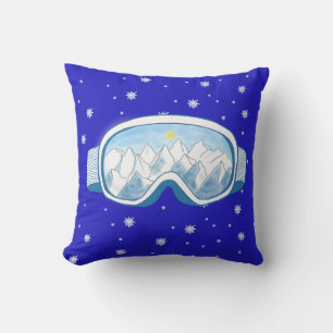 Ski Goggles Snowflake Dance   Throw Pillow