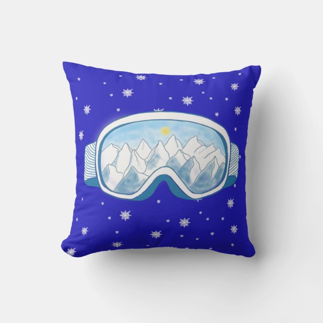 Ski Goggles Snowflake Dance   Throw Pillow (Front)