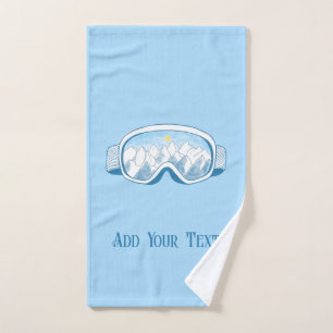 Ski Goggles With Alpine Reflections Personalized Hand Towel