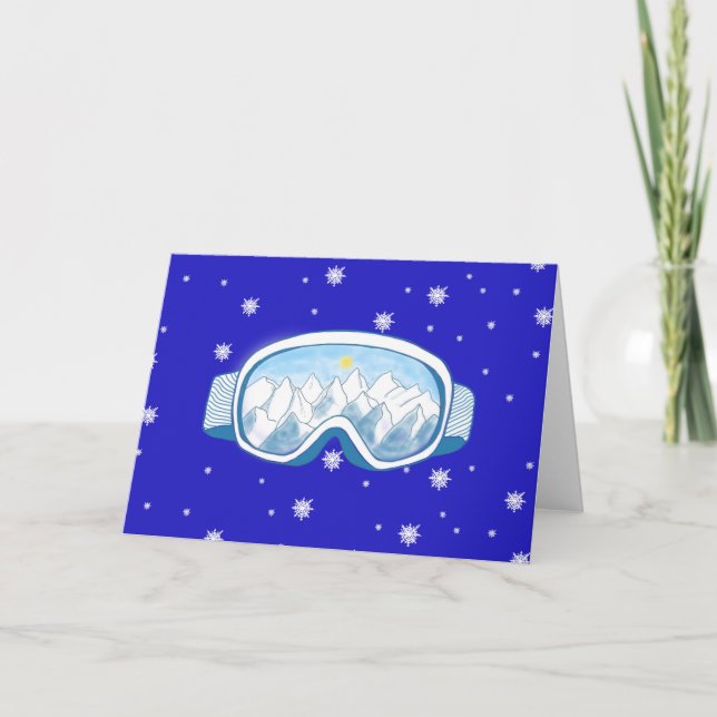 Ski Goggles with mountain reflection Card (Front)