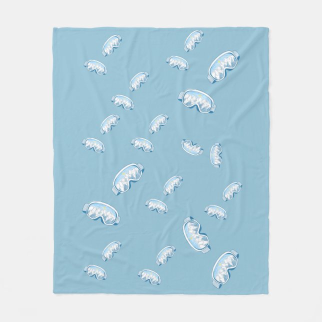 Ski Goggles with mountain reflection   Fleece Blanket (Front)