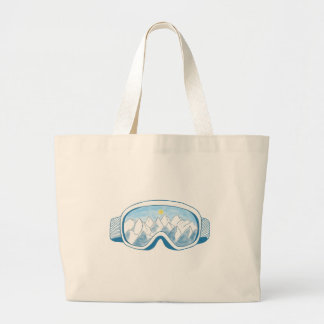 Ski Goggles With Reflection of Mountains Large Tote Bag