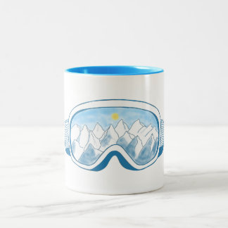 Ski Goggles With Reflection of Mountains Two-Tone Coffee Mug