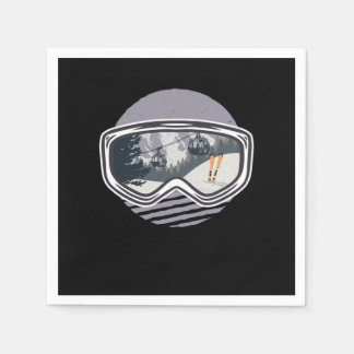 Ski Googles Lift Skier Skiing Winter Sports Gift Napkin