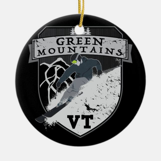Ski Green Mountains, VT Ceramic Ornament (Front)