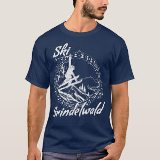 Ski Grindelwald, Switzerland Vintage Snow Skiing V T-Shirt