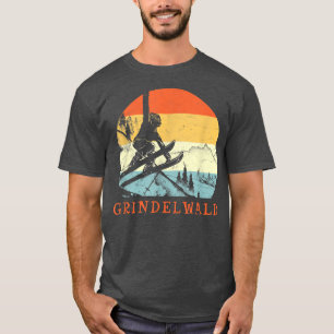 Ski Grindelwald, Switzerland Vintage Snow Skiing V T-Shirt