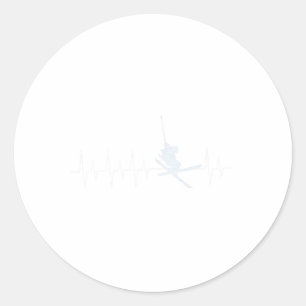 Ski Heartbeat Classic Round Sticker