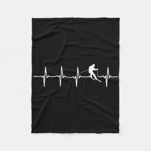 Ski Heartbeat - Snow Skiing Skiers Fleece Blanket