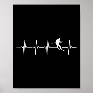 Ski Heartbeat - Snow Skiing Skiers Poster