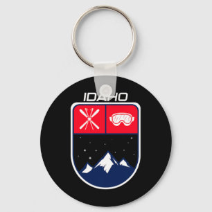 Ski Idaho Mountain Skiing Trail Skier Goggle Pole Keychain