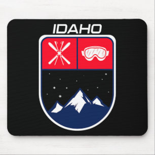 Ski Idaho Mountain Skiing Trail Skier Goggle Pole Mouse Pad