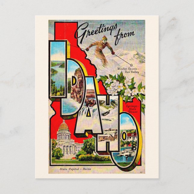 Ski Idaho - Sun Valley Carte Postale Ancienne (Devant)