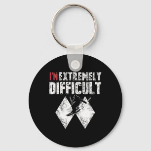Ski I'm Extremely Difficult Funny Skier Men Snowbo Keychain