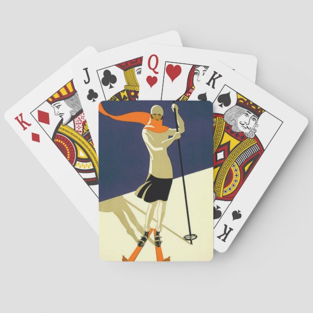 Ski in Switzerland Vintage Travel Playing Cards (Back)