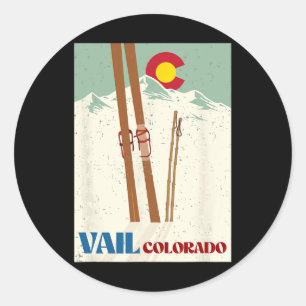 Ski In Vail Colorado Rocky Mountains Skiing Vacati Classic Round Sticker