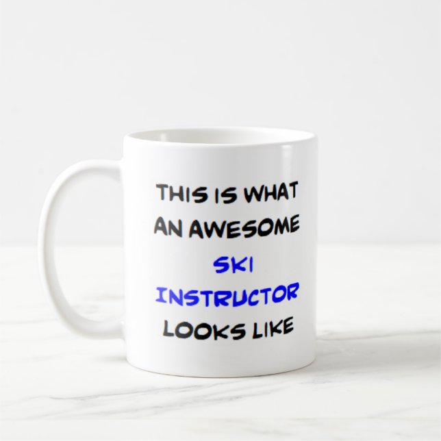 ski instructor, awesome coffee mug (Left)