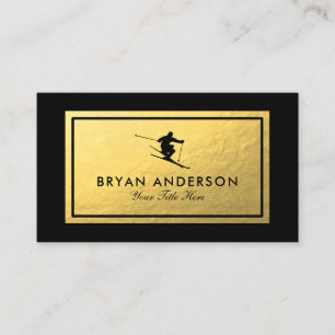 Ski Instructor - Faux Gold Foil Business Card