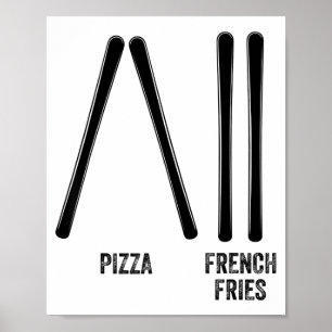 Ski instructor pizza & french fries how to poster