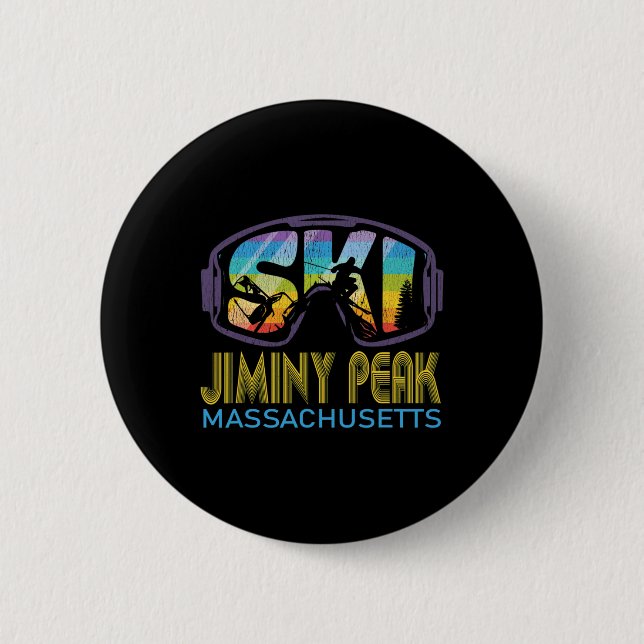 Ski Jiminy Peak Machusetts Skiing Vacation  2 Inch Round Button (Front)