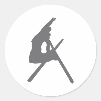 ski jump skier jumper classic round sticker