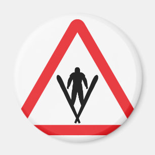 ski jump warning sign magnet
