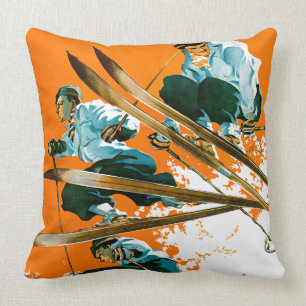 Ski Jumpers by Ski Weld Throw Pillow