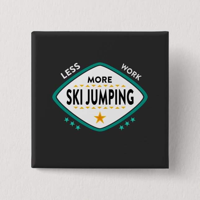 Ski Jumping 2 Inch Square Button (Front)
